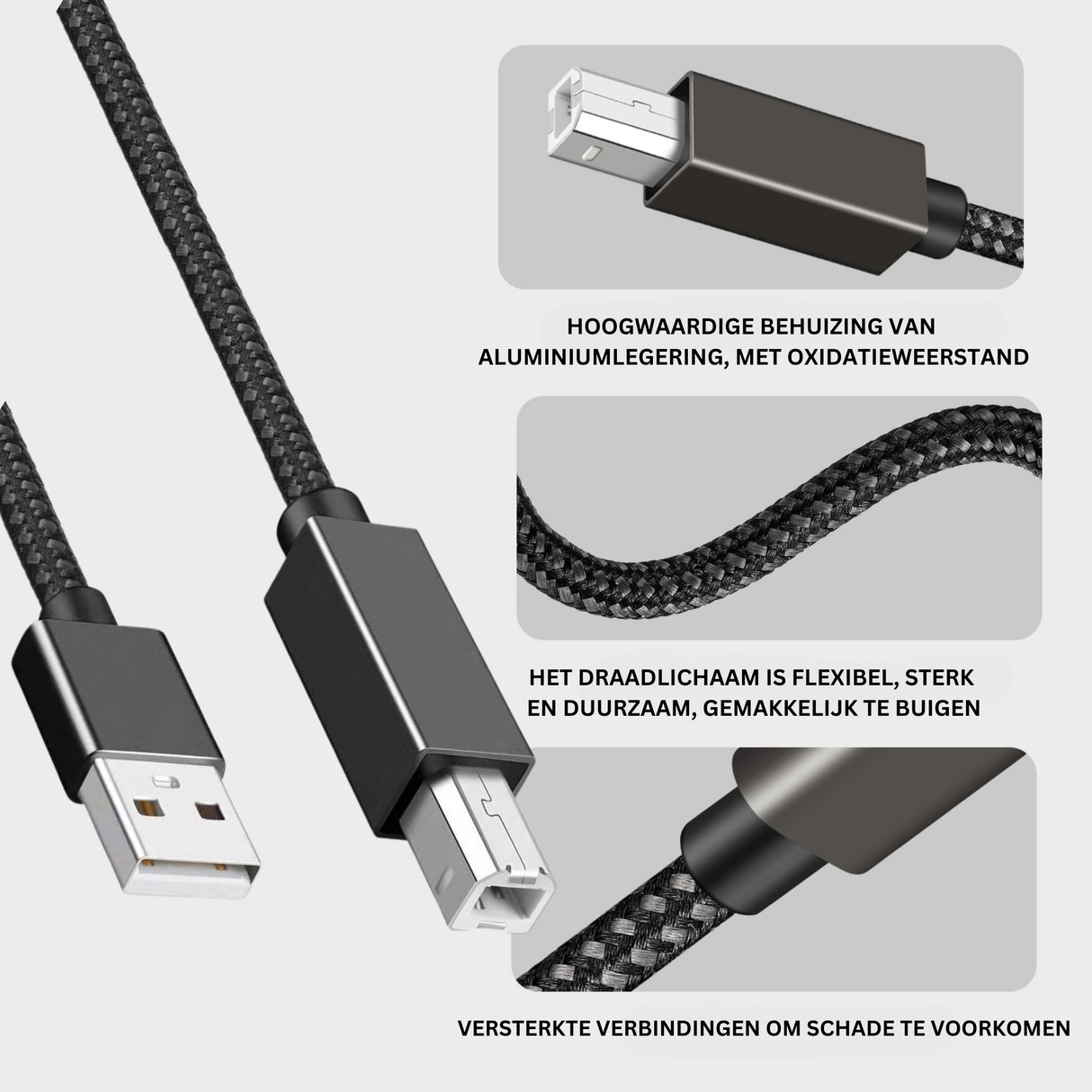 Printerkabel USB A naar USB B 2 Meter