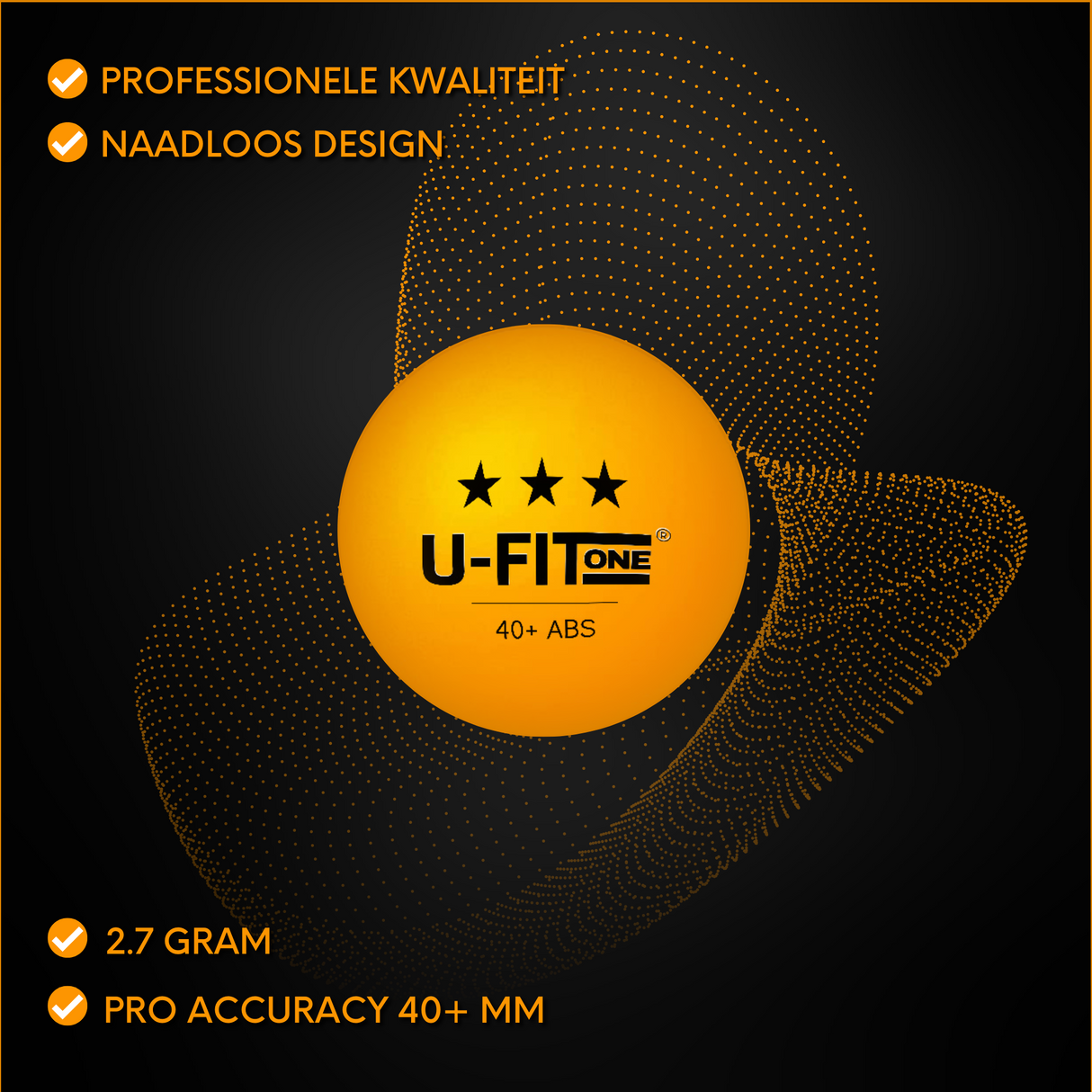 Pro 15ballen Tafeltennisballen 3 Star Oranje