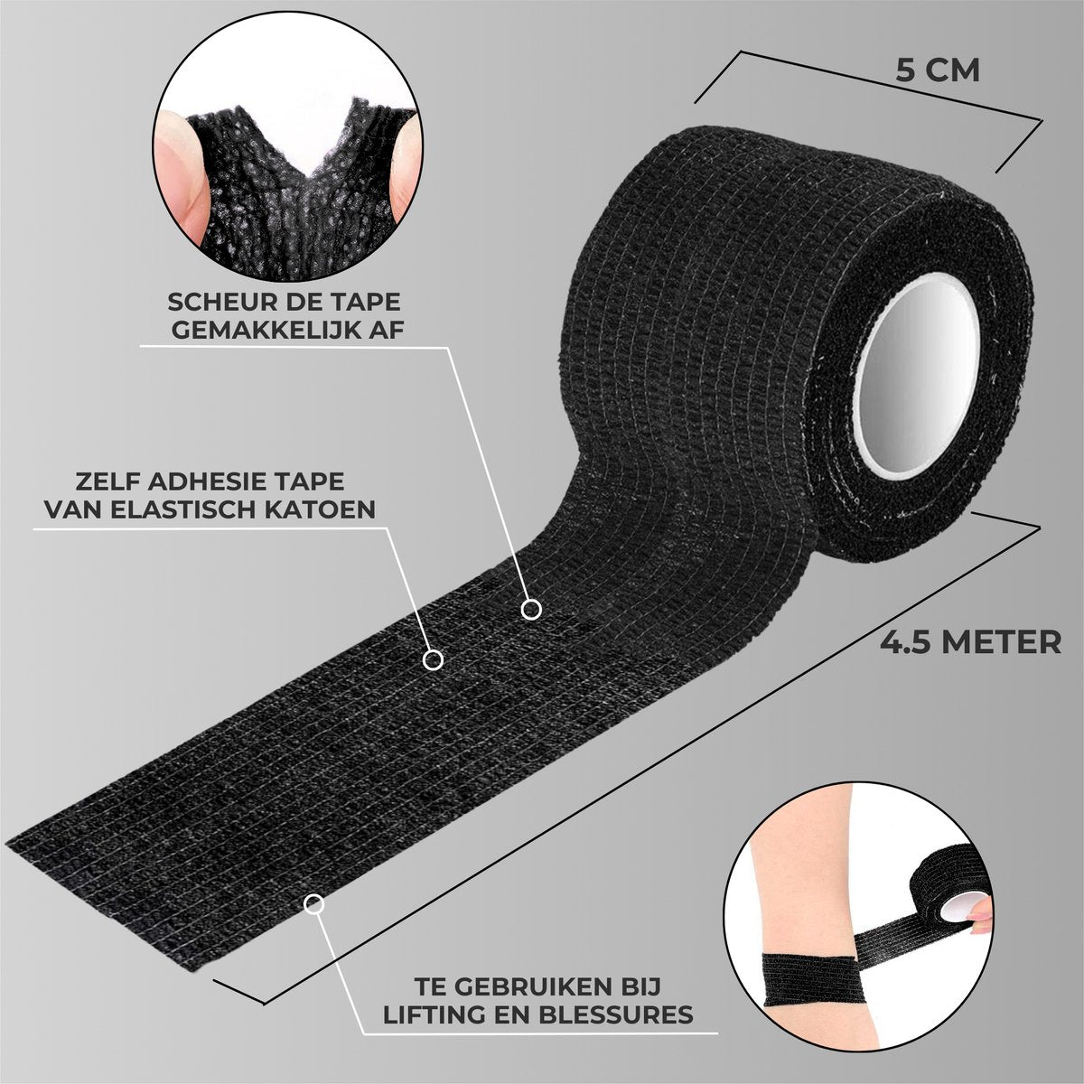 Grip Tape Zwart 8stuks 5cm x 4.5m