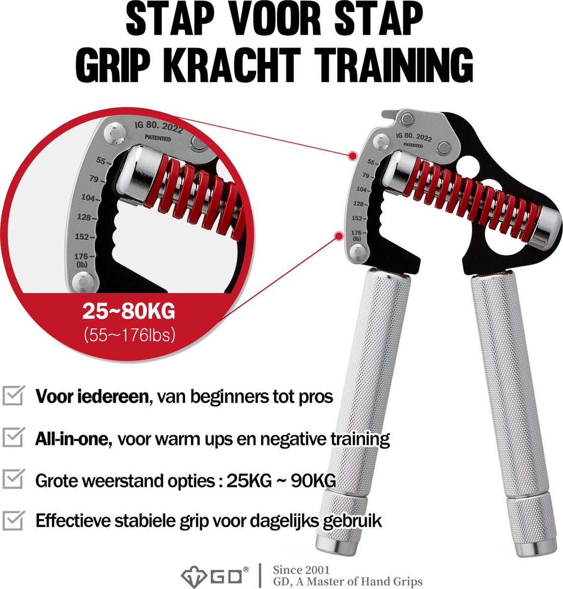 Iron Grip EXT 80 Handtrainer 25KG tot 80KG Verstelbaar