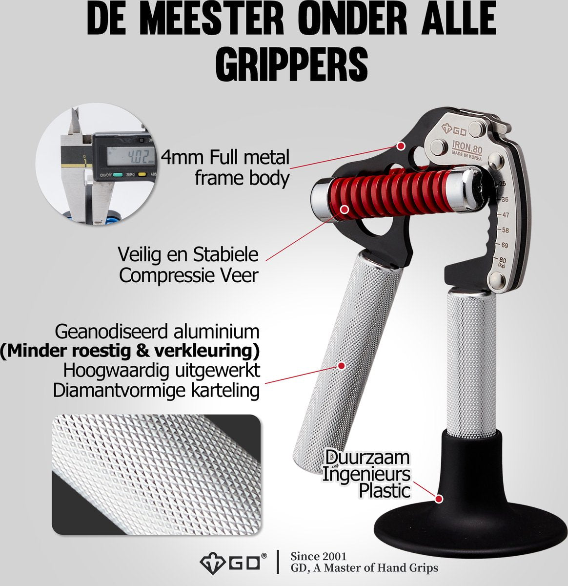 Iron Grip EXT 80 Handtrainer 25KG tot 80KG Verstelbaar