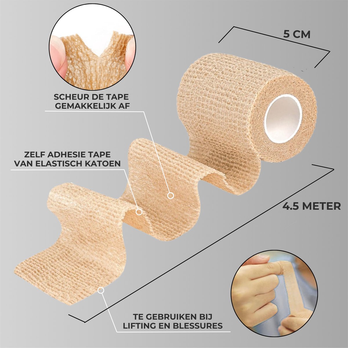 Grip Tape Beige 8stuks 5cm x 4.5m