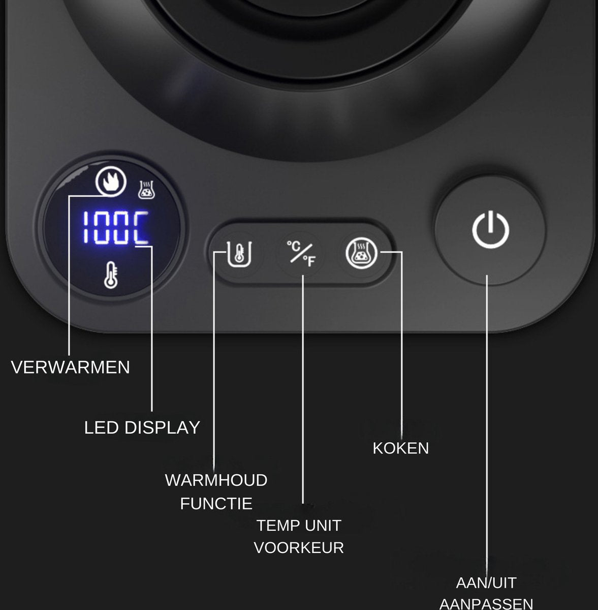 Gooseneck Waterkoker Wood Zwart