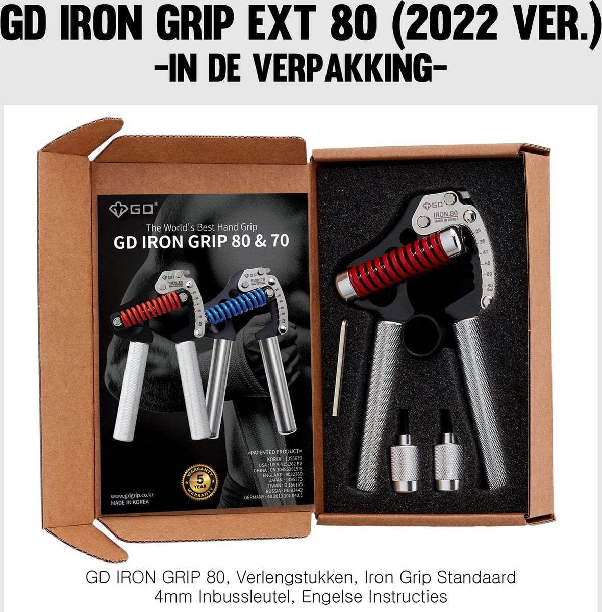 Iron Grip EXT 80 Handtrainer 25KG tot 80KG Verstelbaar