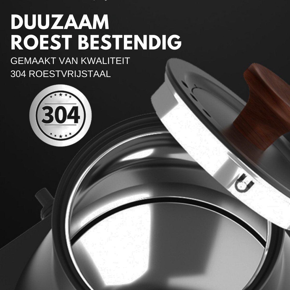 Gooseneck Waterkoker Wood Zwart