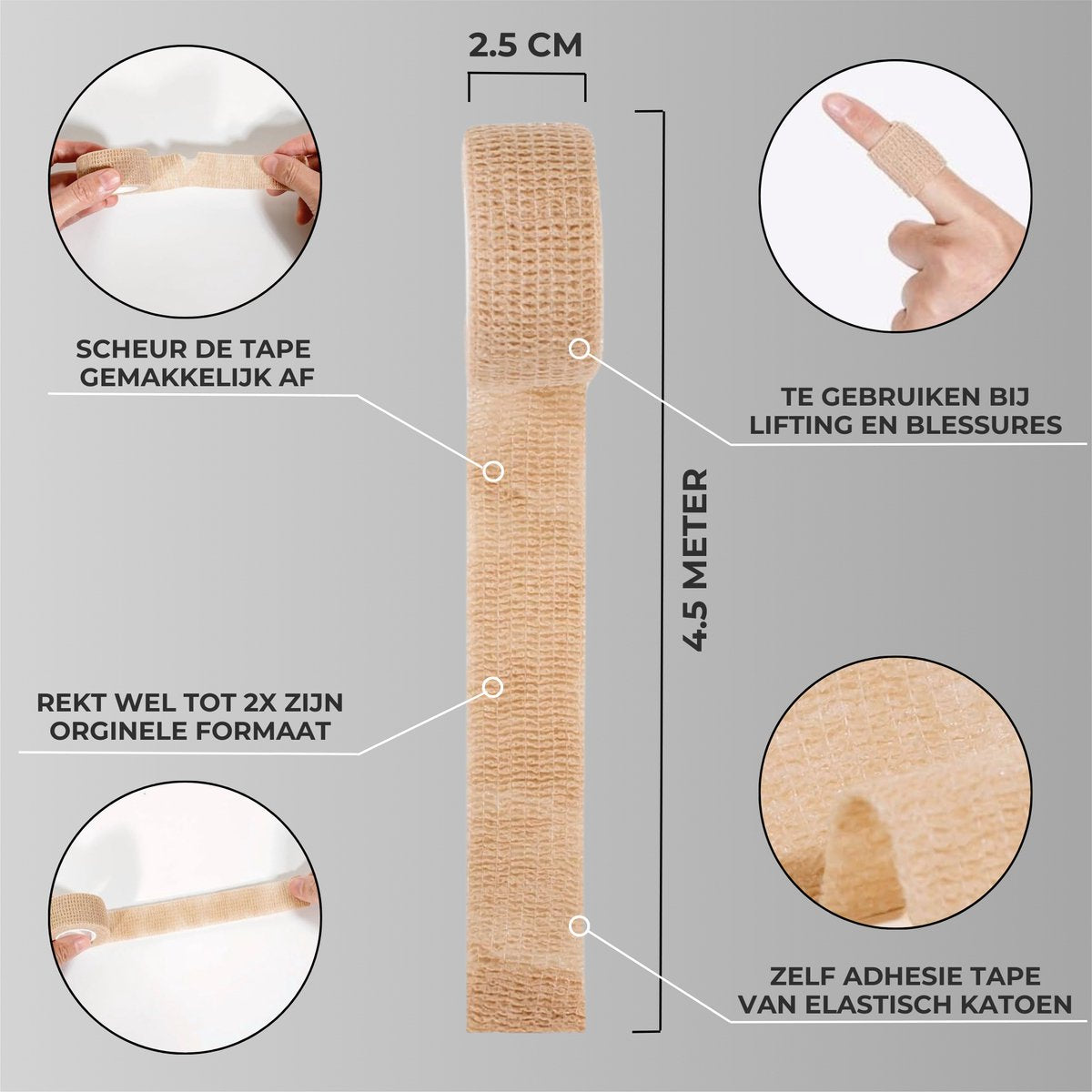 Grip Tape Beige 16stuks 2.5cm x 4.5m