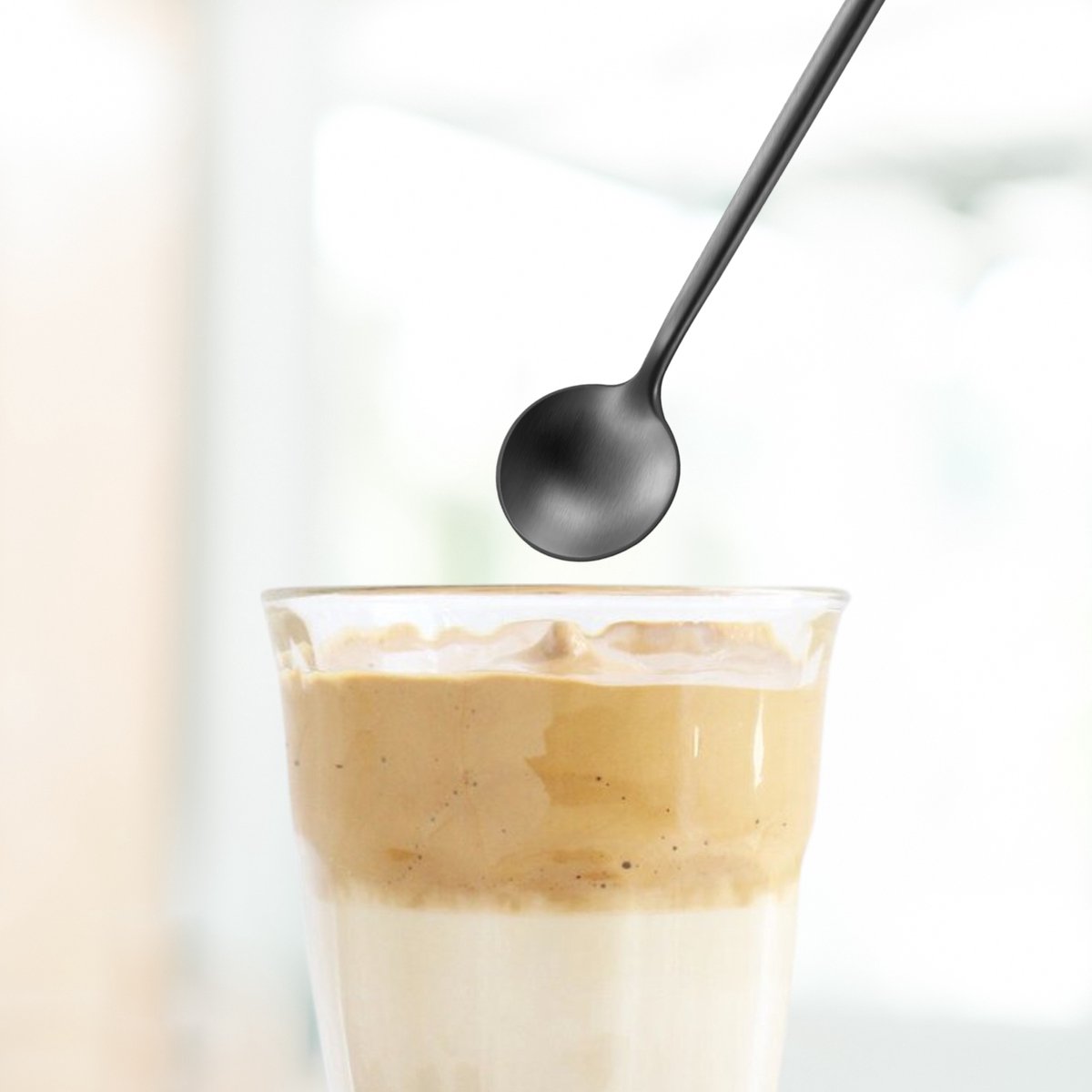 Latte Macchiato Lepel 20cm Mat Zwart 6 Stuks