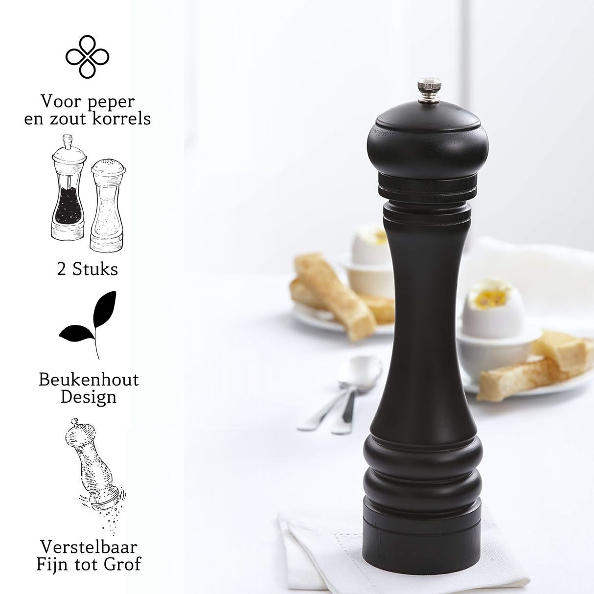 Peper- en Zoutmolen Zwart