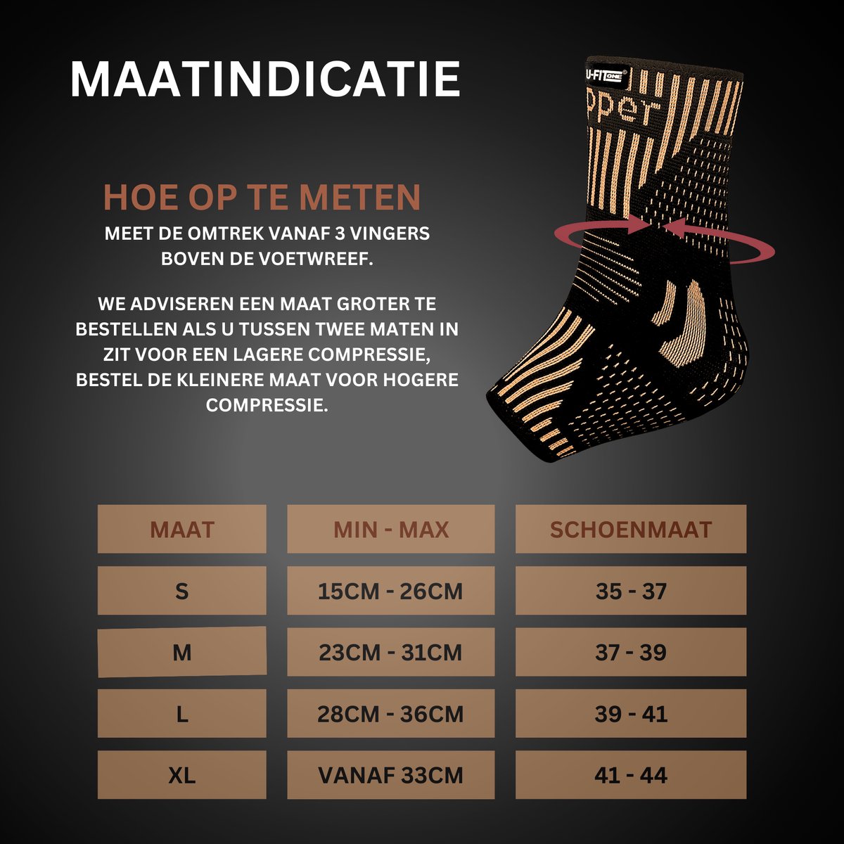 Enkelbrace Copper 1 Paar