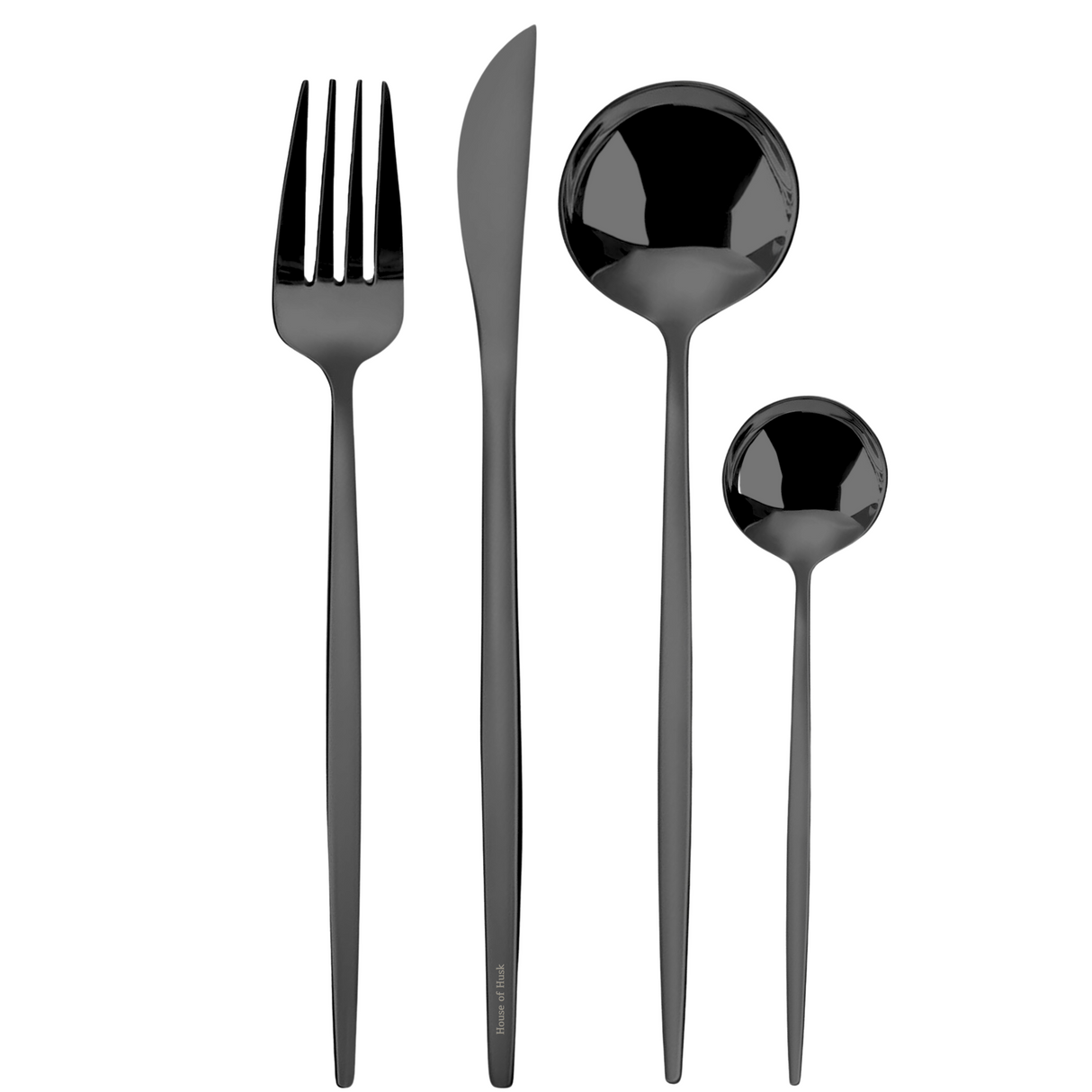 Bestek Hoogglans 6 Persoons Zwart