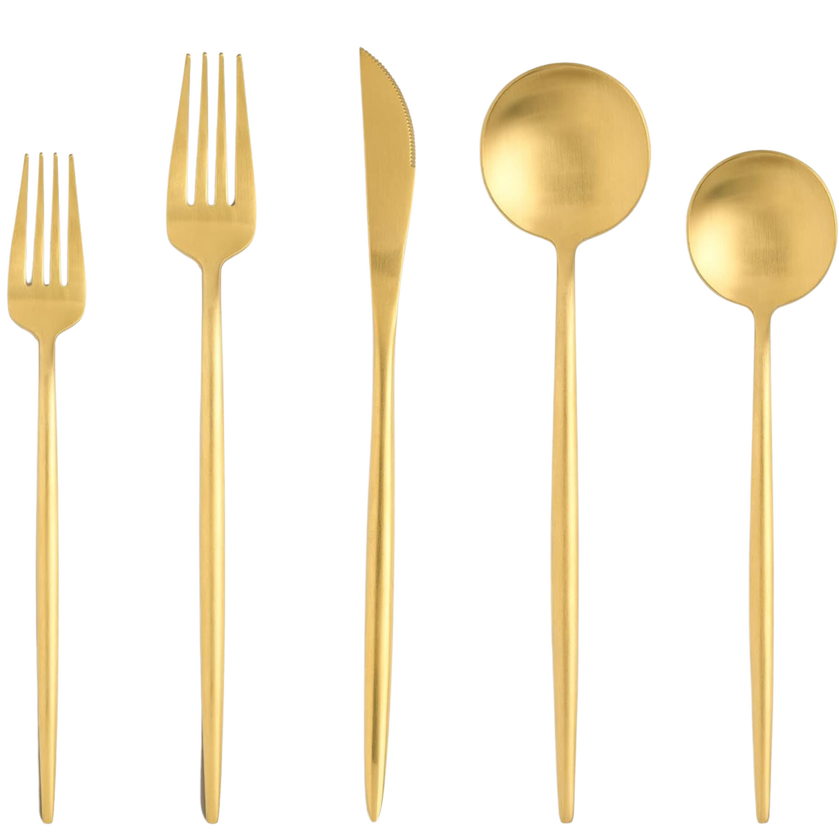 Bestek 5-delig 1 Persoons Set Mat Goud