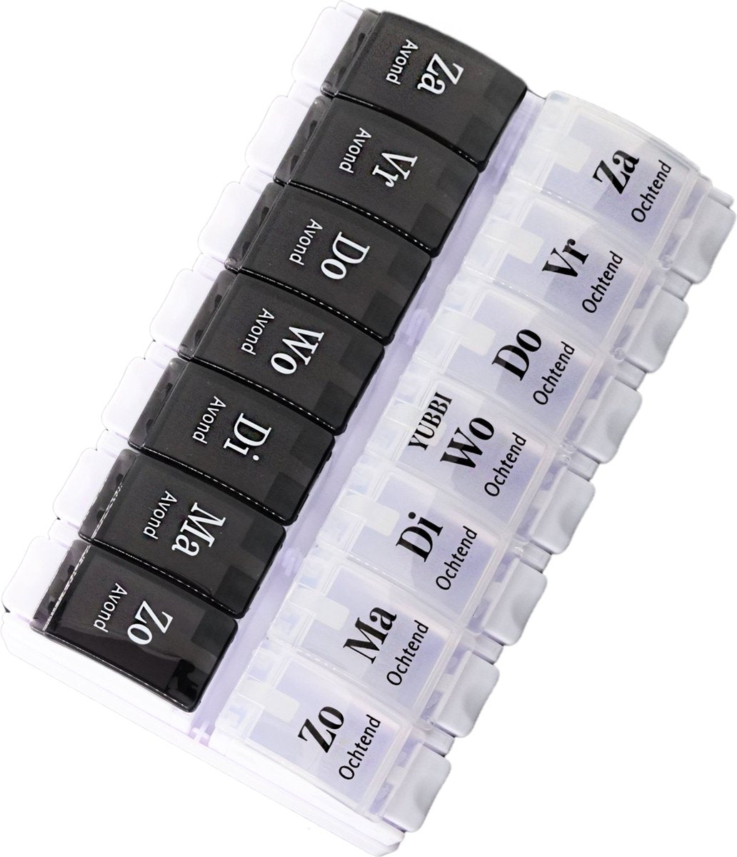 Pillendoos 7 dagen 2 Vakken Nederlandstalig Zwart