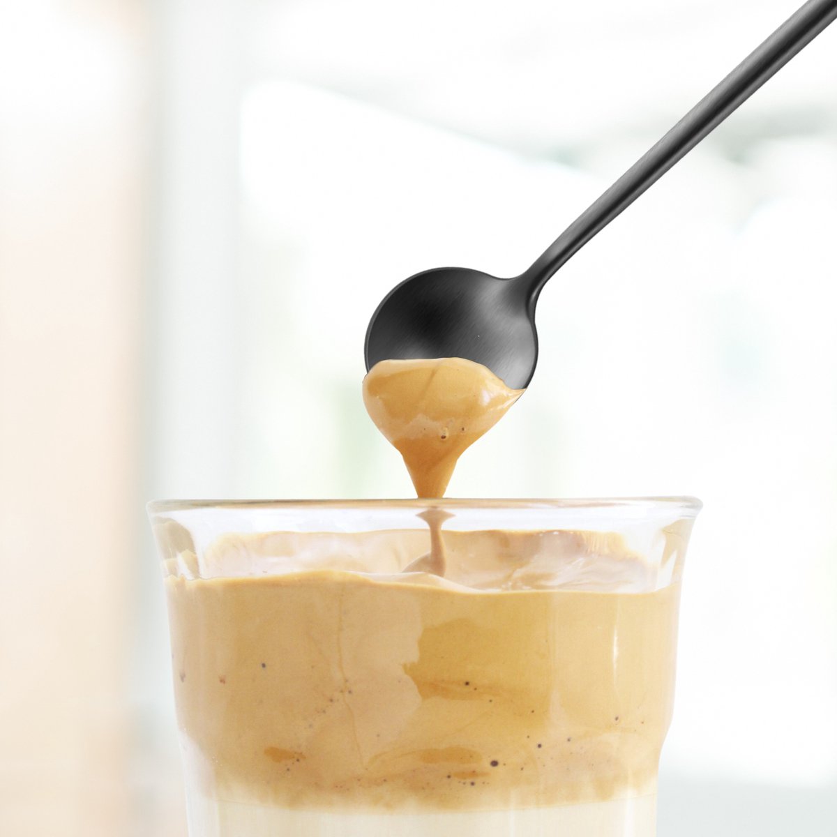 Latte Macchiato Lepel 20cm Mat Zwart 6 Stuks