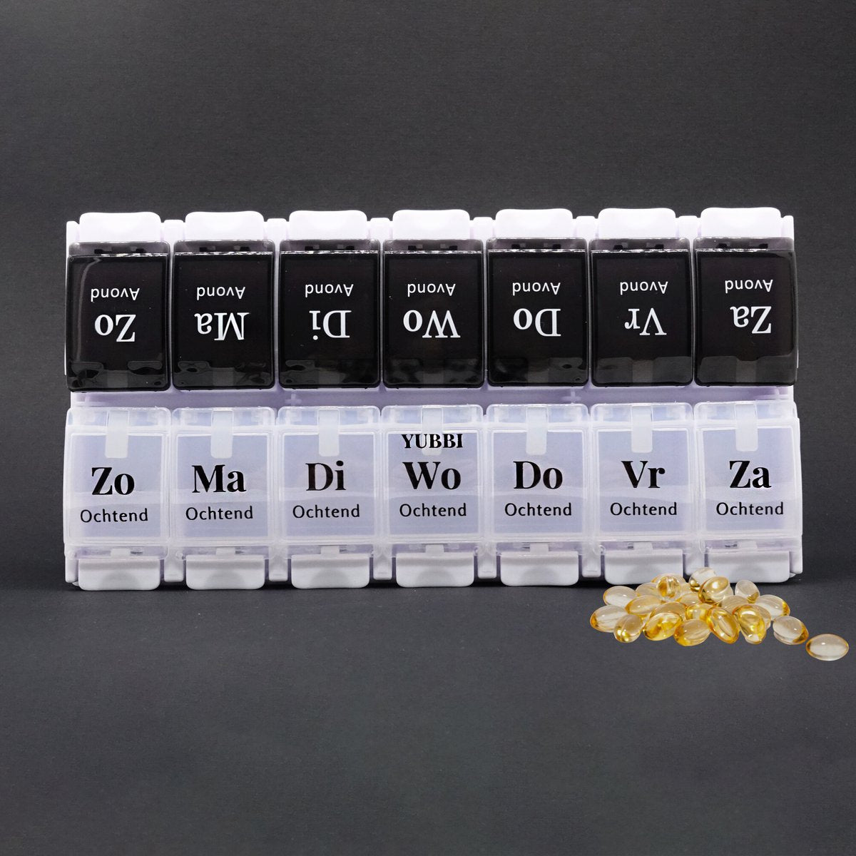 Pillendoos 7 dagen 2 Vakken Nederlandstalig Zwart