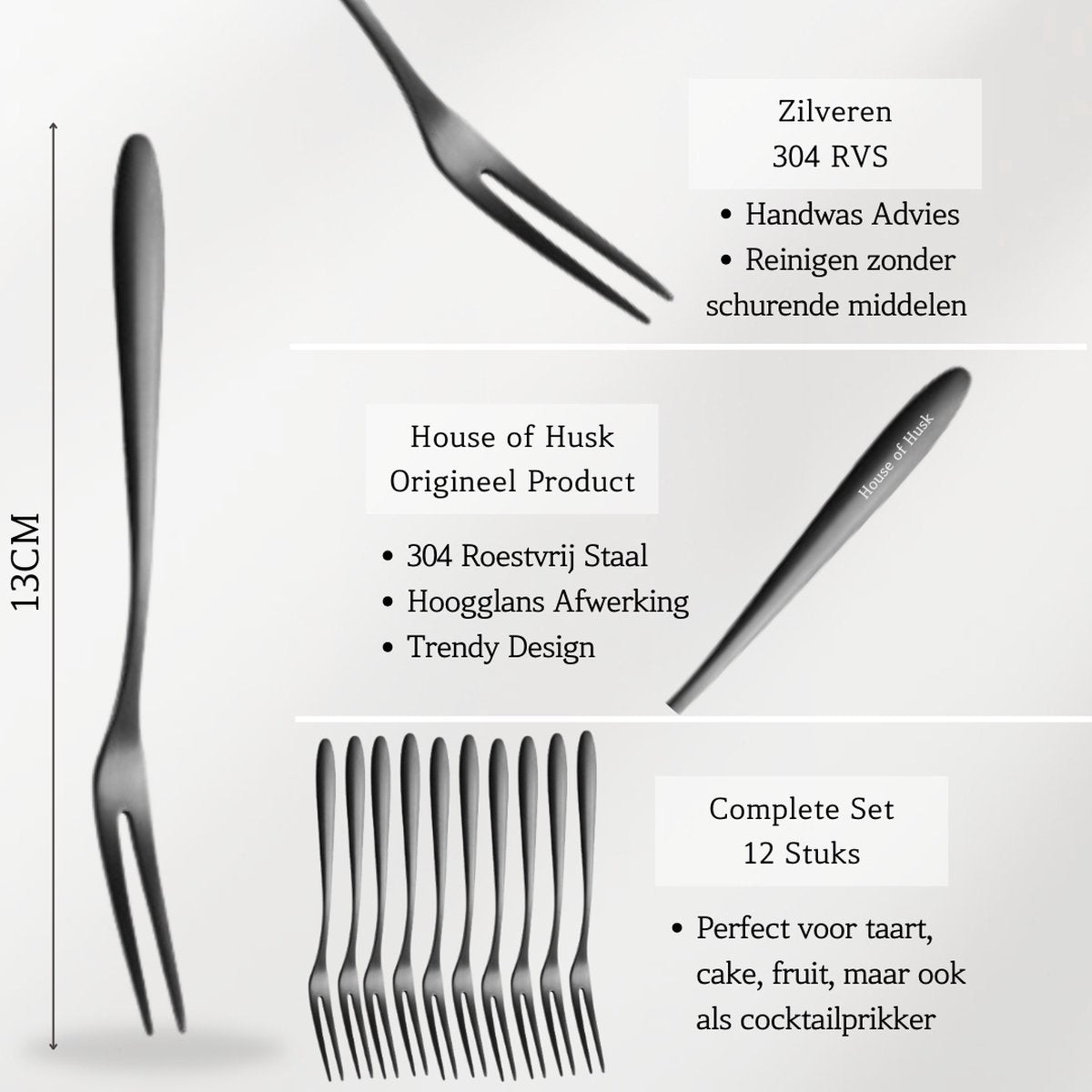 Dessertvorken Zwart 12 Stuks