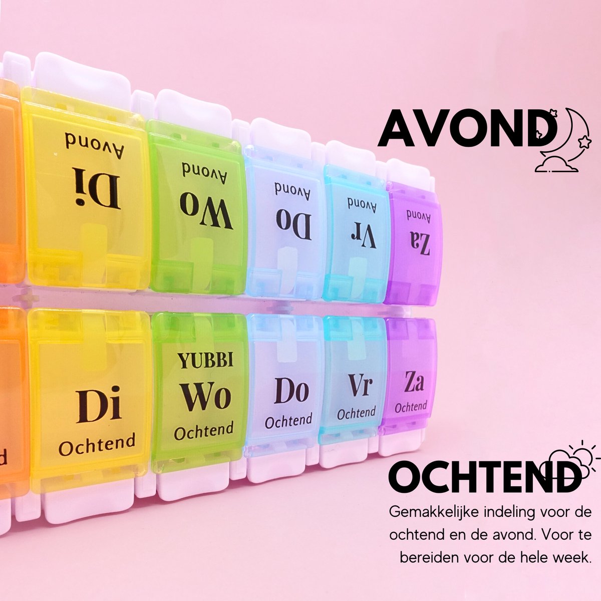 Pillendoos 7 dagen 2 Vakken Nederlandstalig Rainbow