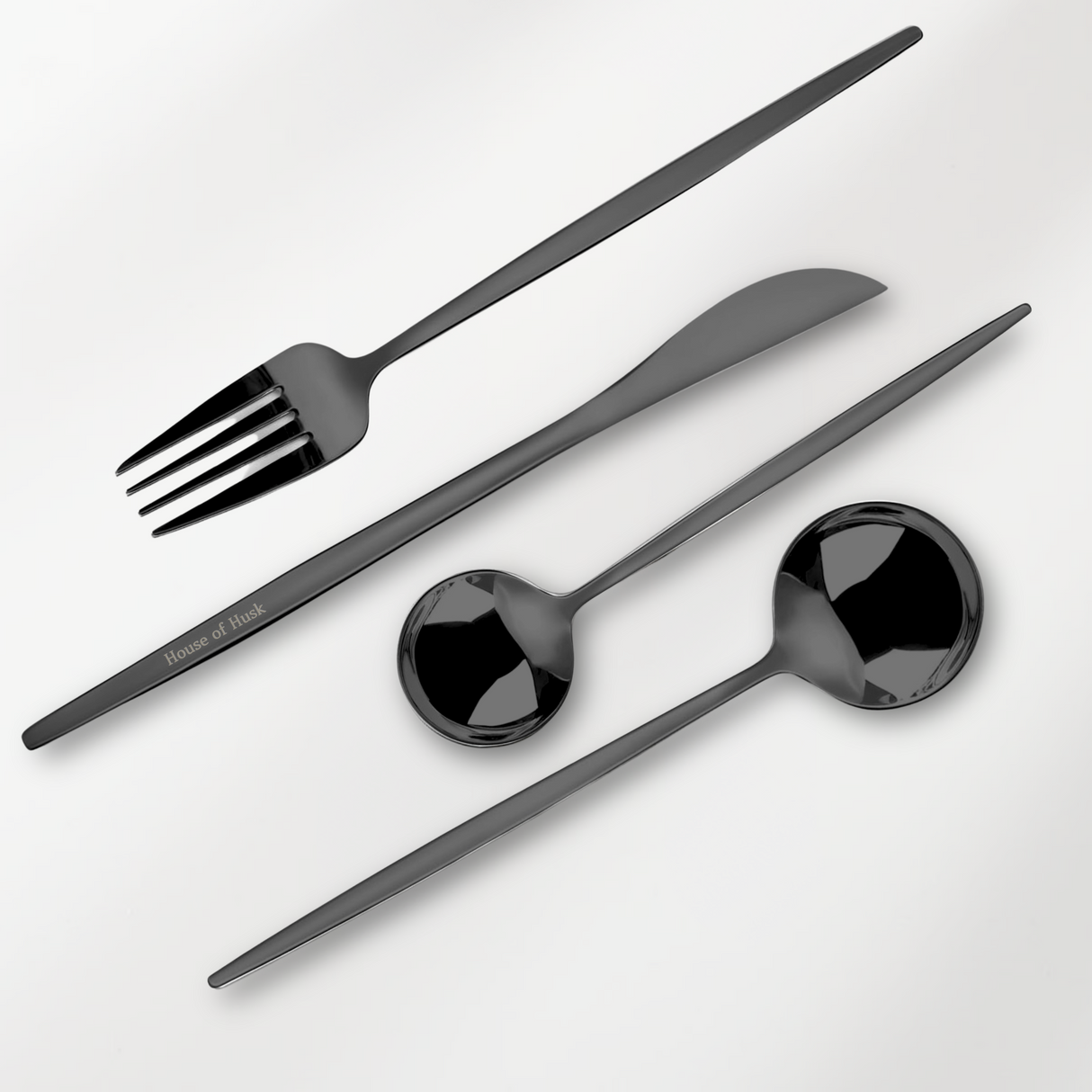 Bestek Hoogglans 6 Persoons Zwart