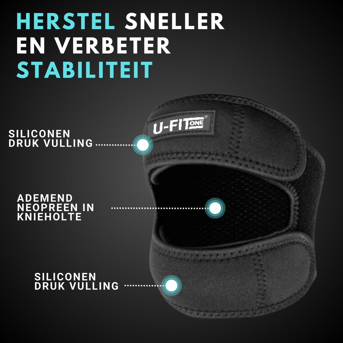 Dubbele Patellaband Zwart 1 Stuk