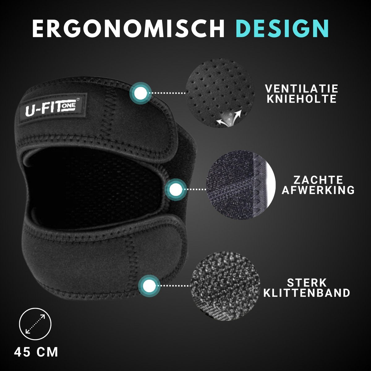 Dubbele Patellaband Zwart 1 Stuk