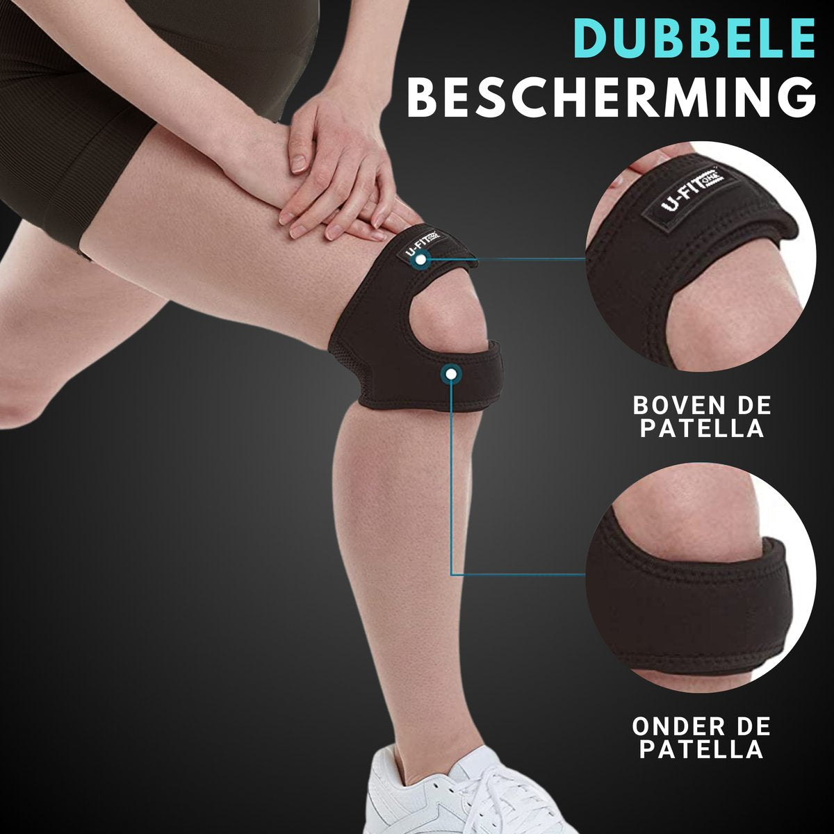 Dubbele Patellaband Zwart 1 Stuk