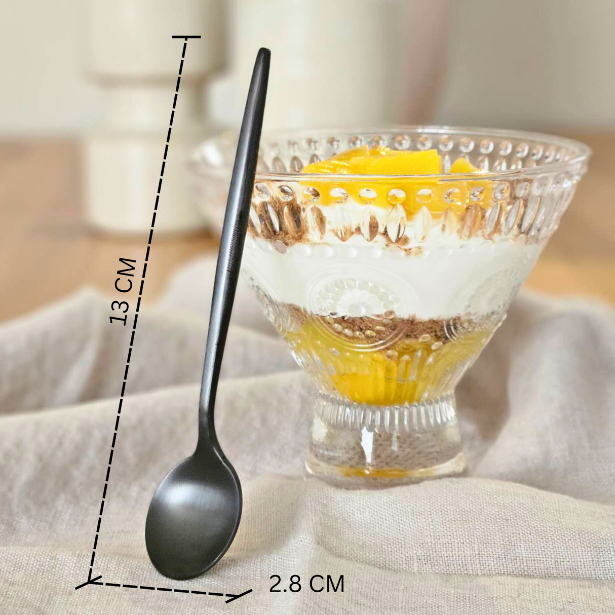 Theelepels 13cm Mat Zwart 6 Stuks