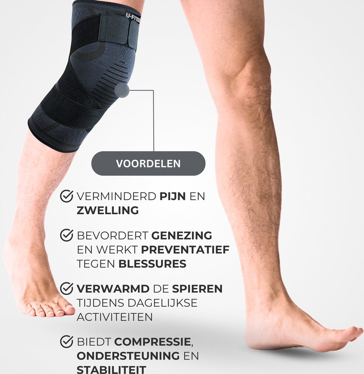 3D Compressie Kniebrace met Band Navy 1 Paar