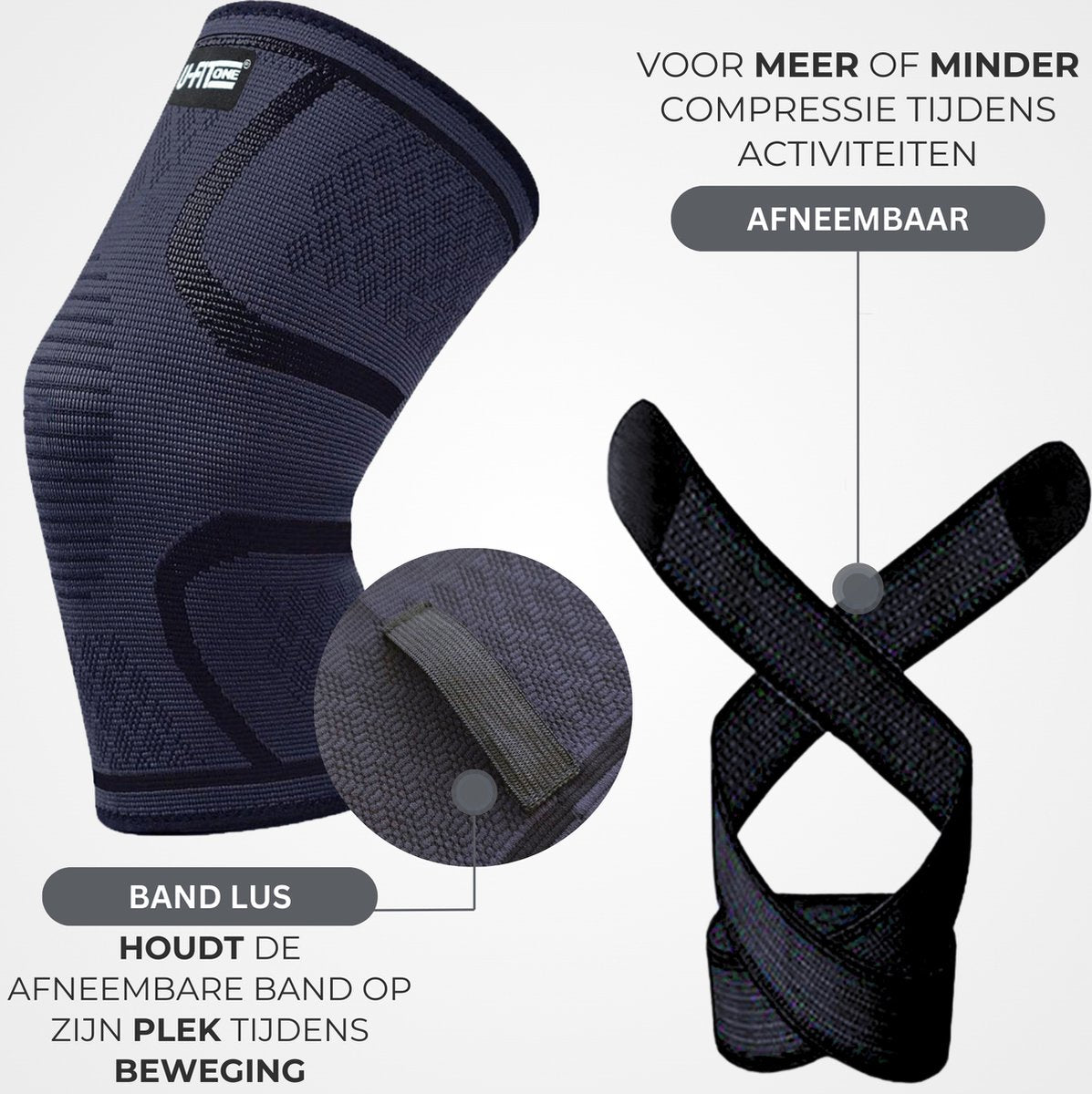 3D Compressie Kniebrace met Band Navy 1 Paar