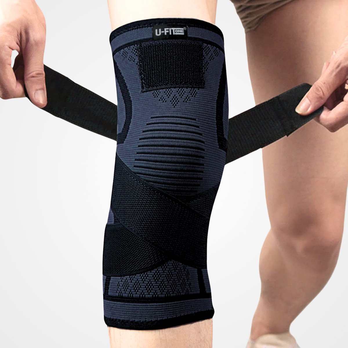 3D Compressie Kniebrace met Band Navy 1 Paar