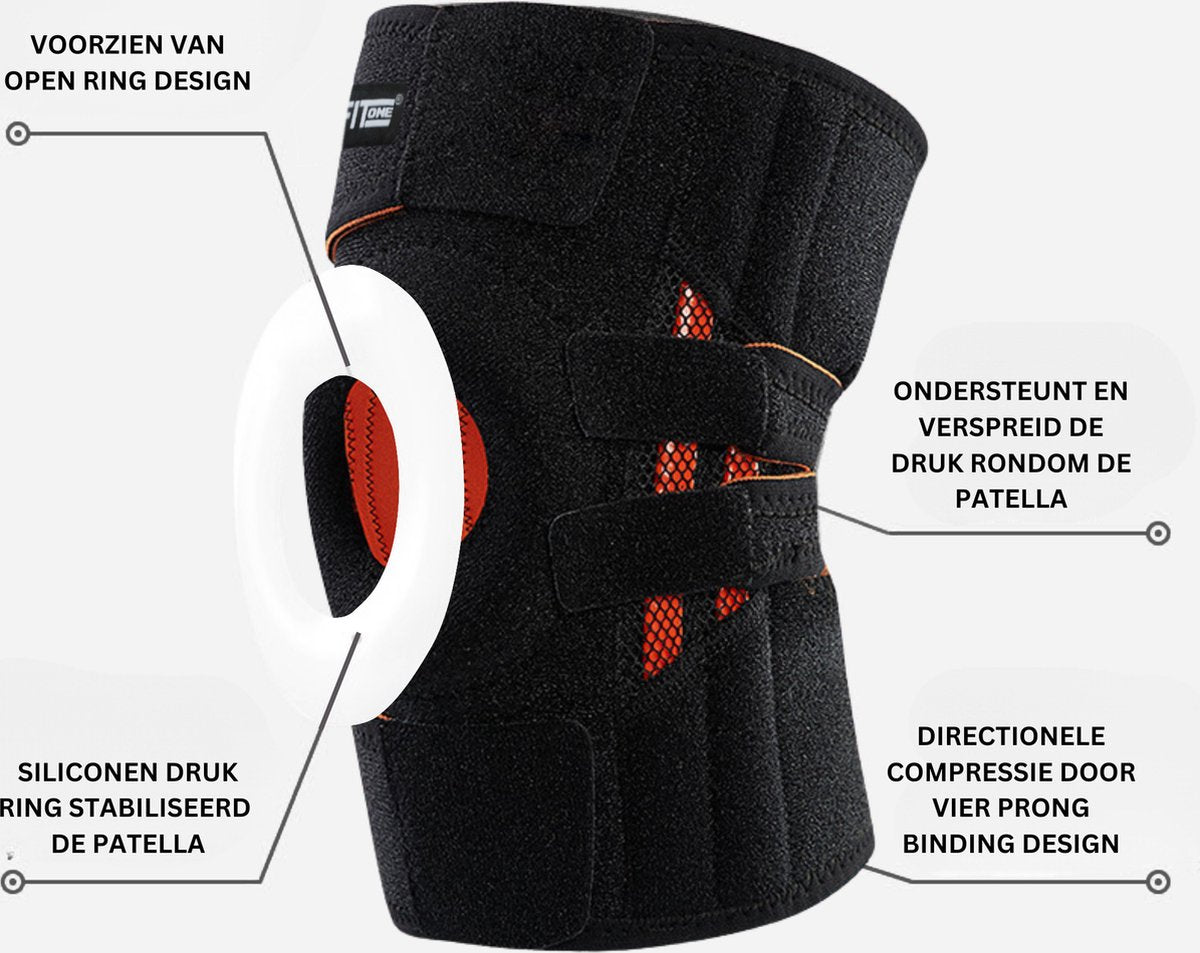 Verstelbaar Kniebrace Zwart 1 Stuk