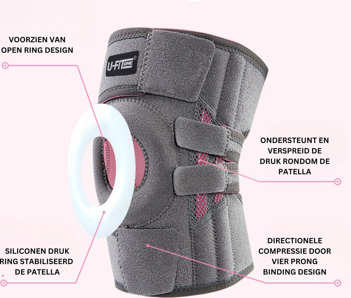 Verstelbaar Kniebrace Roze 1 Stuk