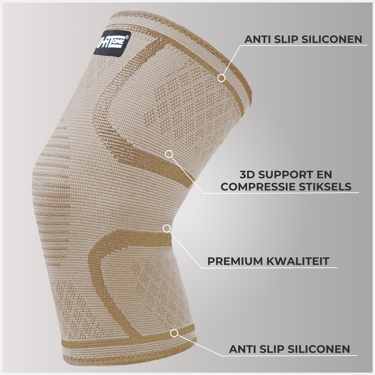 3D Compressie Kniebrace Beige 1 Paar
