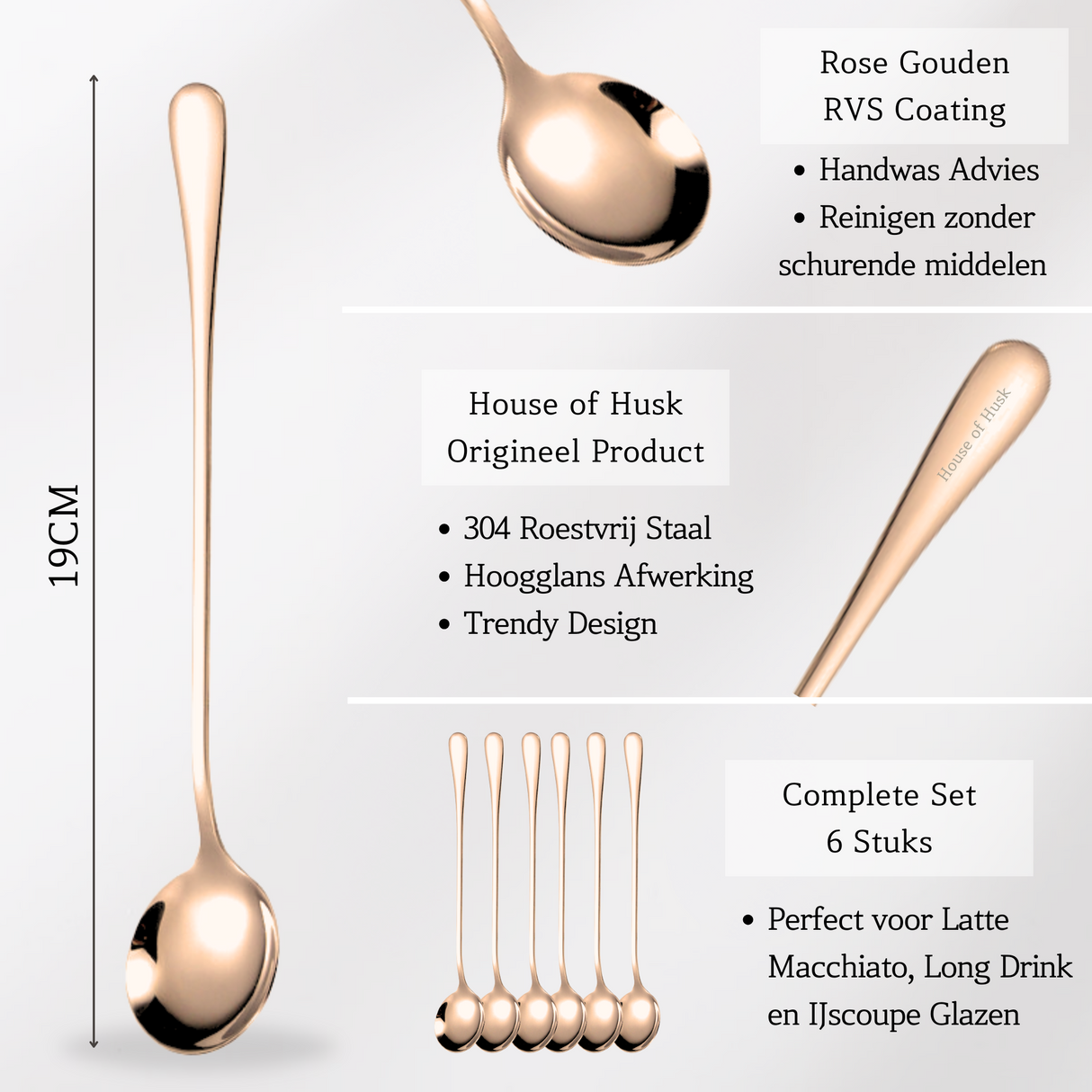 Latte Macchiato 19cm Lepels Rose Goud