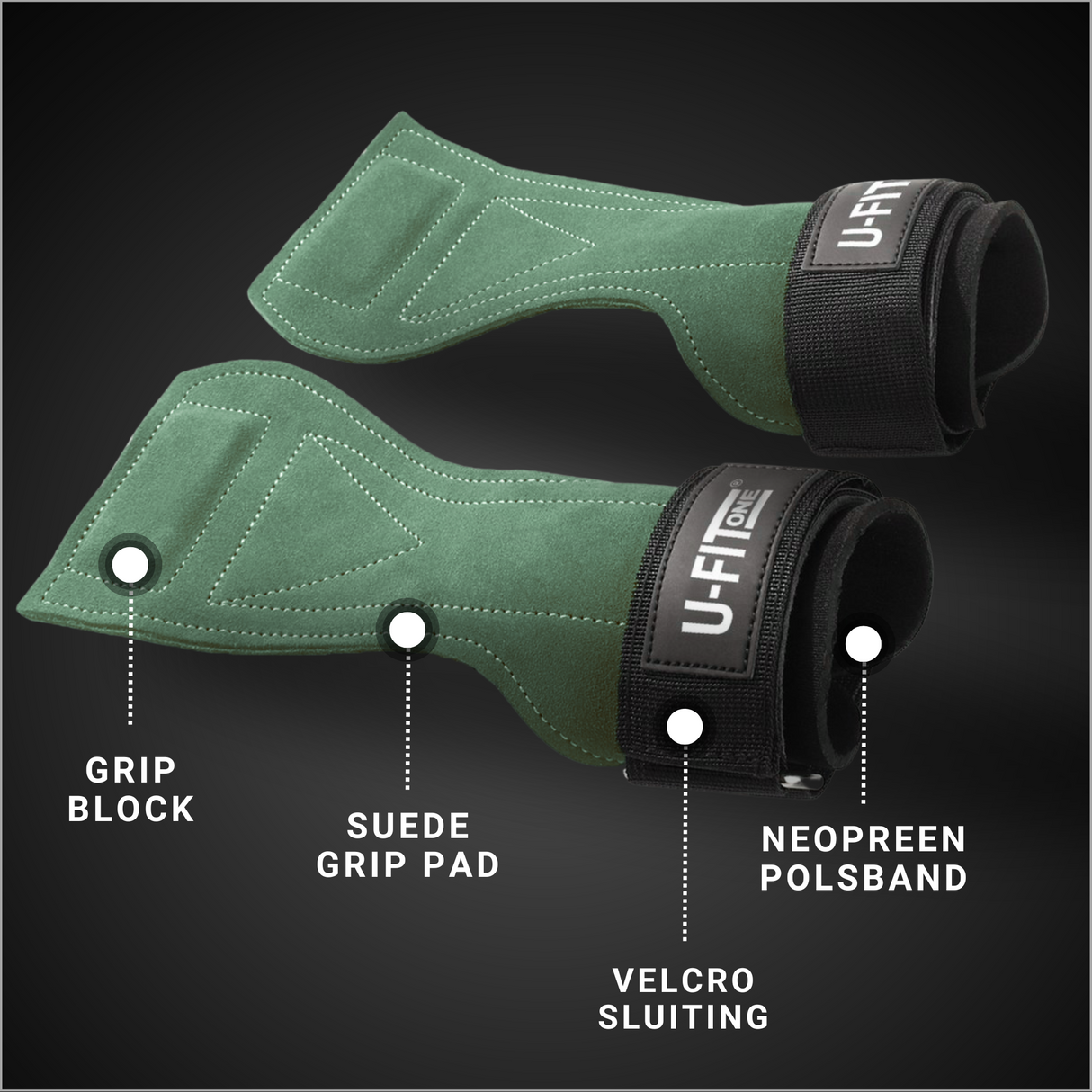 Leren Lifting Straps Groen