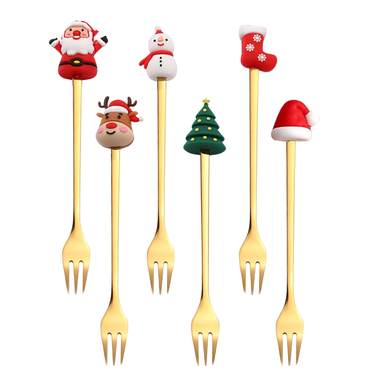 Kerst Gebaksvorken Goud