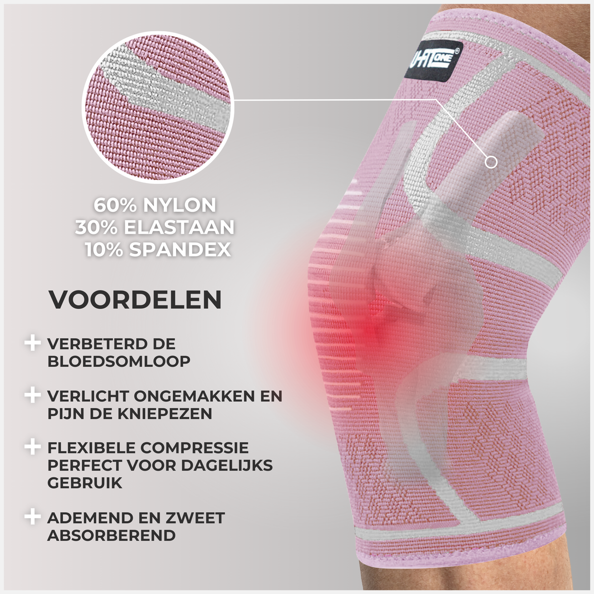 3D Compressie Kniebrace Roze 1 Paar