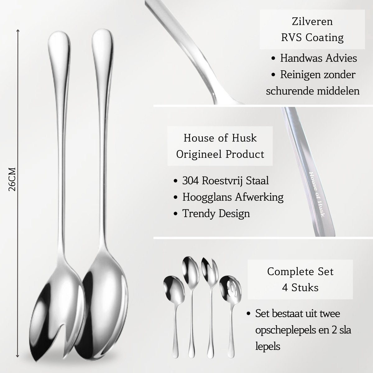 Opscheplepel Zilver Mix Set