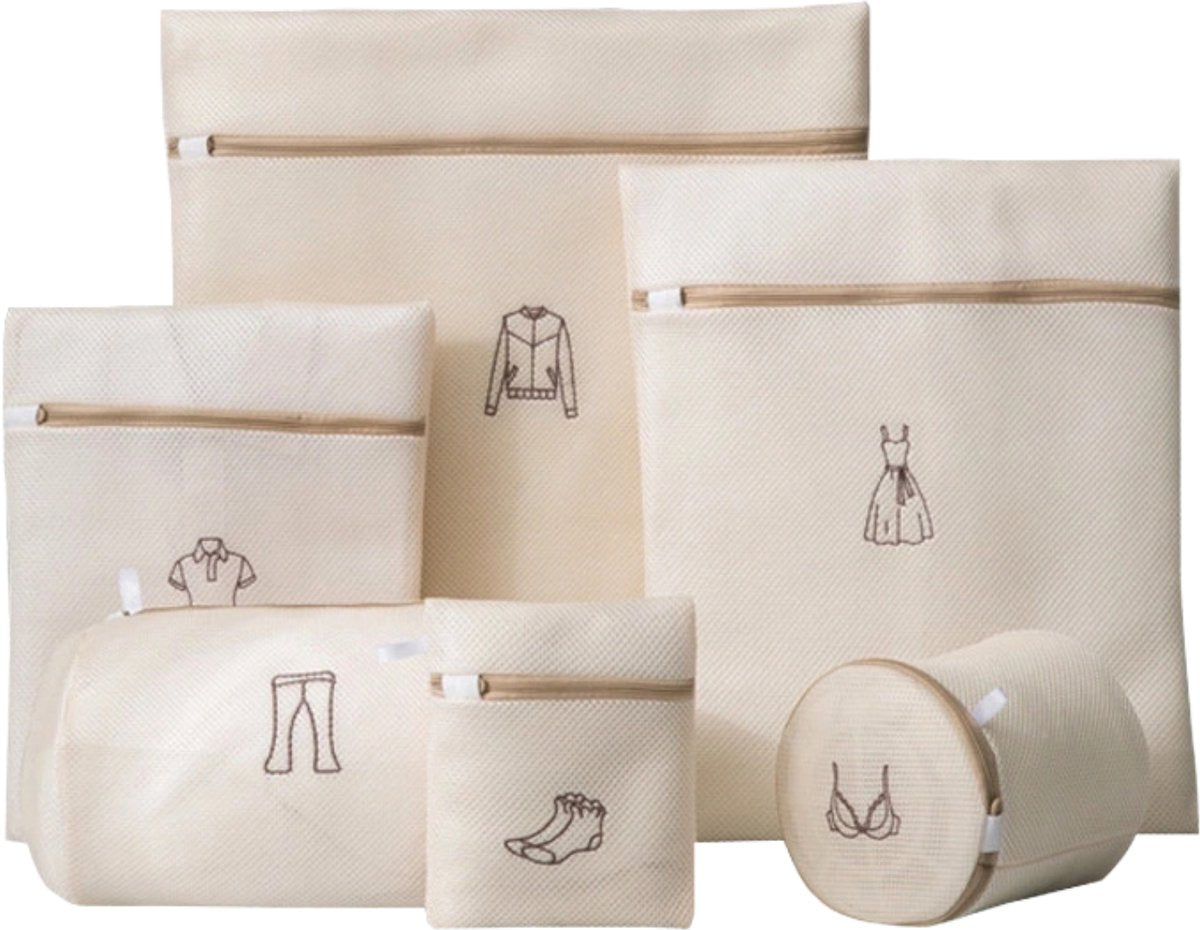 Waszakken set van 6 Beige