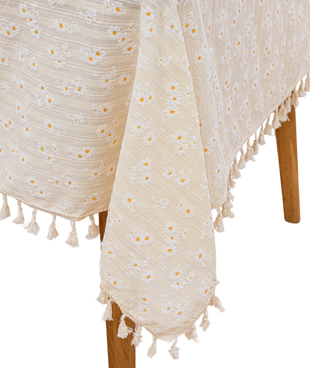 Tafelkleed Creme Gebloemd 140x240cm