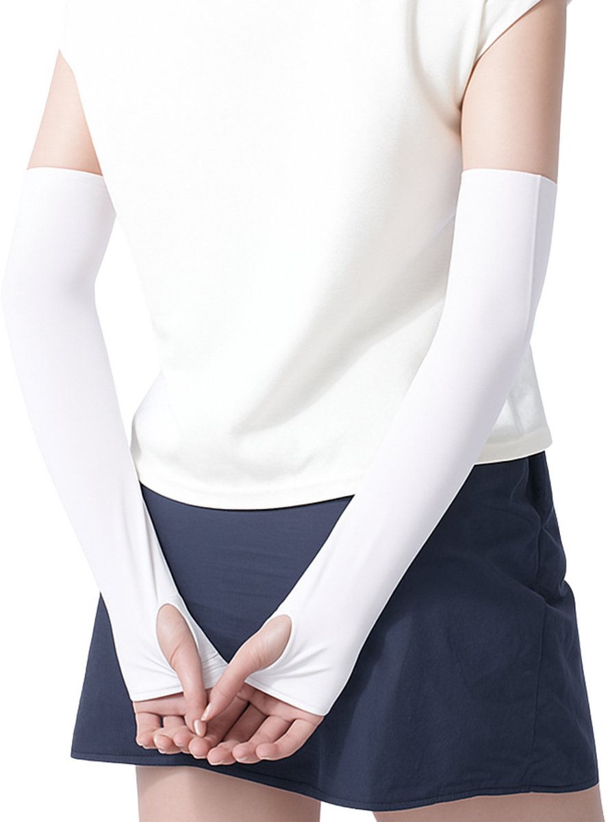 UPF 50+ UV Bescherming Arm Sleeves 2 Stuks Wit