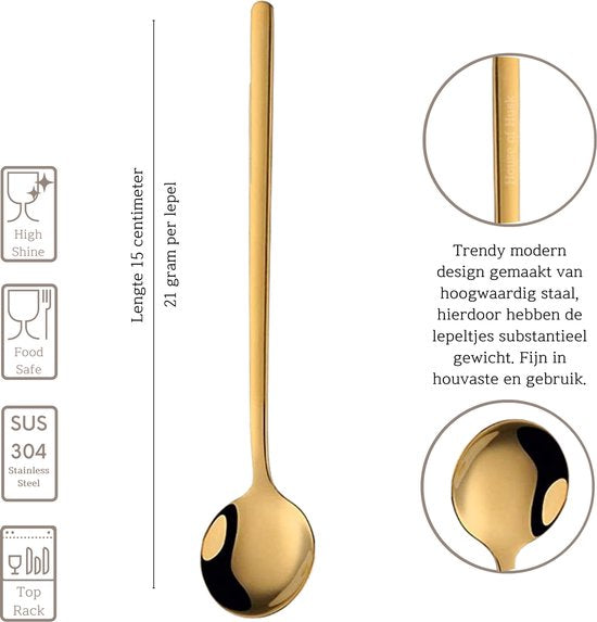 Theelepels 15cm Goud 6 Stuks