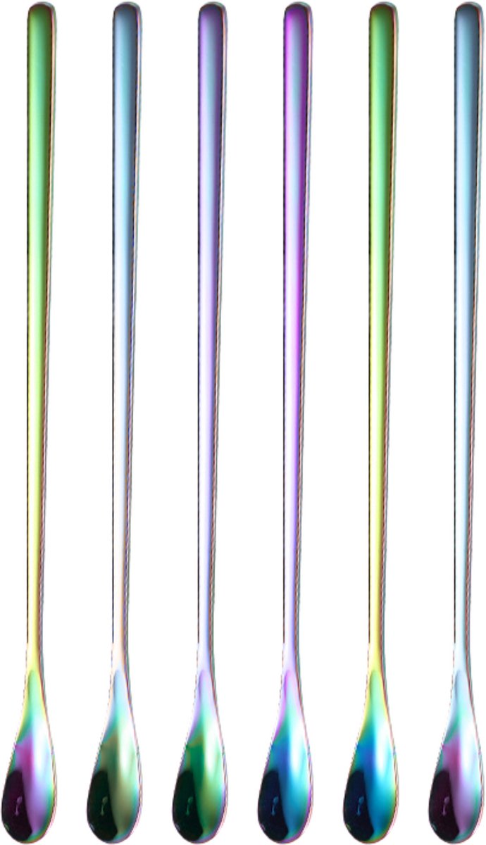 Dun Longdrinklepels 22cm Rainbow 6 Stuks