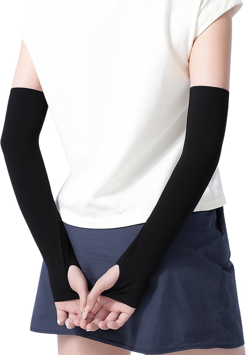 UPF 50+ UV Bescherming Arm Sleeves 2 Stuks Zwart