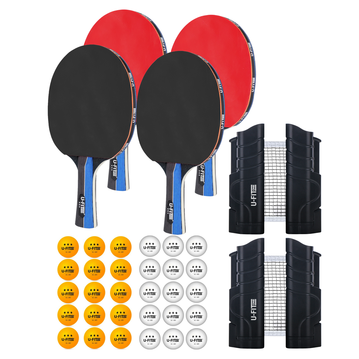 Tafeltennis Set 4 Stuks 3 Star + 30ballen + Net