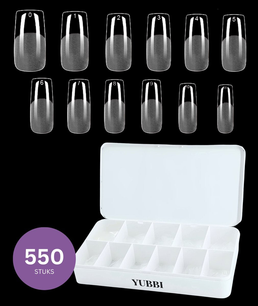 YUBBI Soft Gel Tips Medium Square 550 Stuks