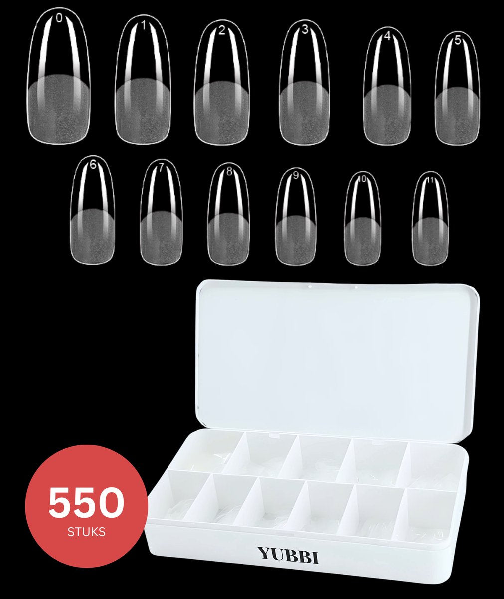 YUBBI Soft Gel Tips Medium Oval 550 Stuks