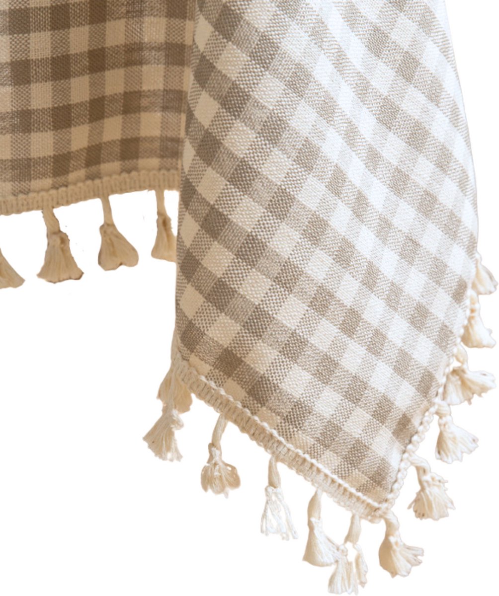 Tafelkleed Beige Geruit 135x240cm