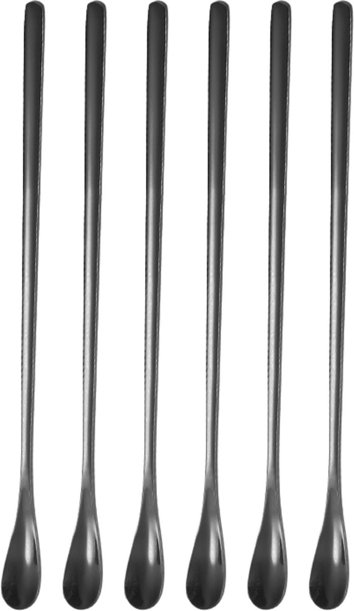 Dun Longdrinklepels 22cm Zwart 6 Stuks