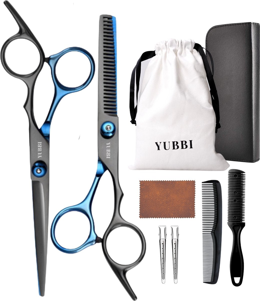 Kappersscharen Set 10-delig Zwart-Blauw