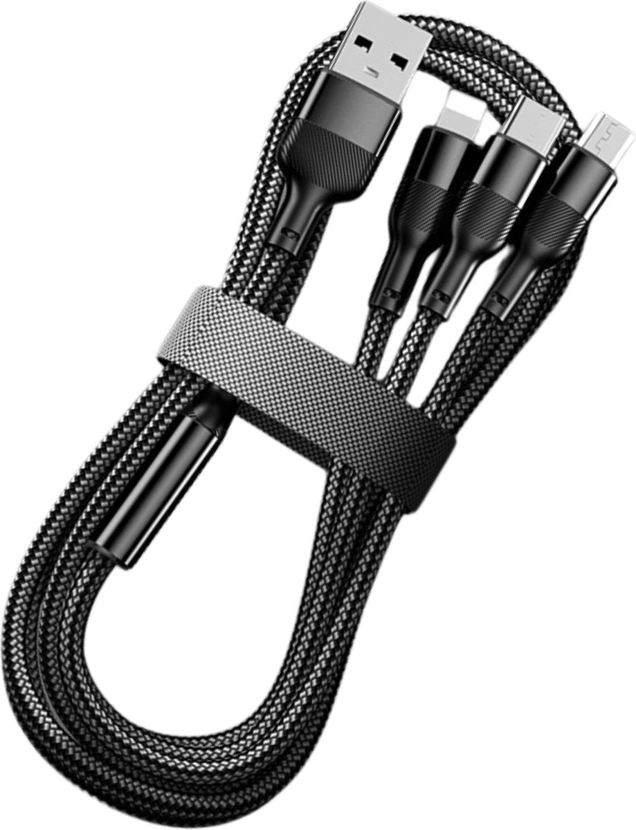 3-in-1 USB Oplaadkabel USB A naar C Micro en IP