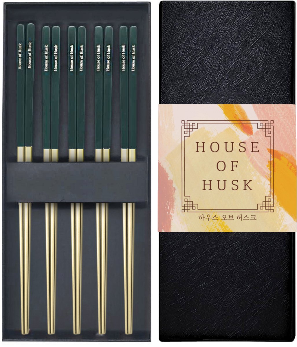 Chopstick Set Groen Goud